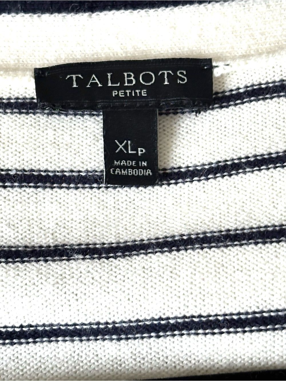 Talbots Supersoft Tipped Cardigan Ivory & Navy Size XLP - Picture 4 of 5